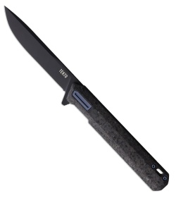 Tekto Knives F2 Bravo Liner Lock Knife Forged Carbon/Blue Accents (3.3" Black)