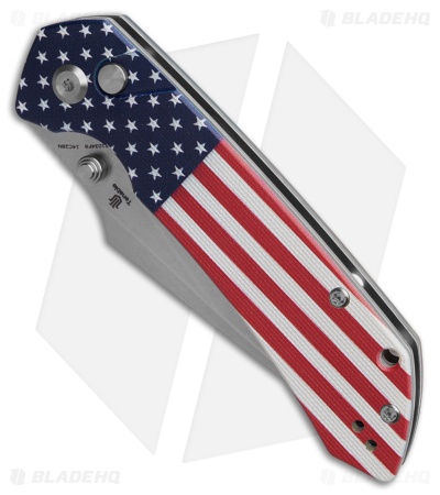 Tenable Fenrir Button Lock Knife American Flag Jade G-10  (3.4" SW)