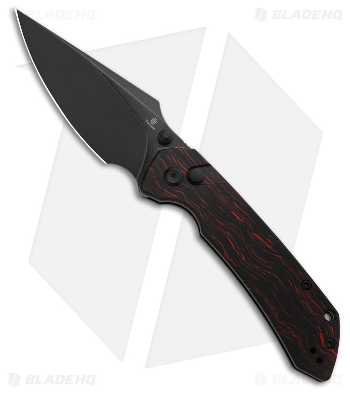 Tenable Fenrir Button Lock Knife Black/Red G-Mascus (3.4" Black SW) T1034F1