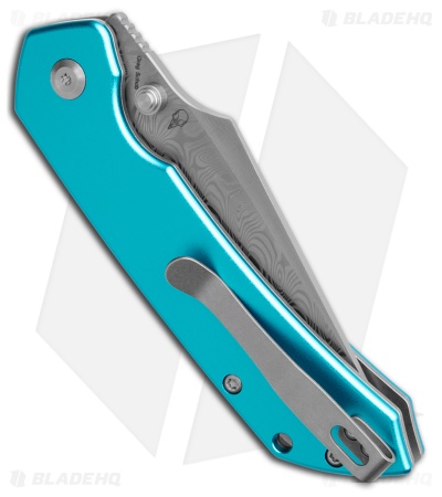 Tenable Fenrir Top Liner Lock Knife Blue Aluminum (3.4" Damascus)