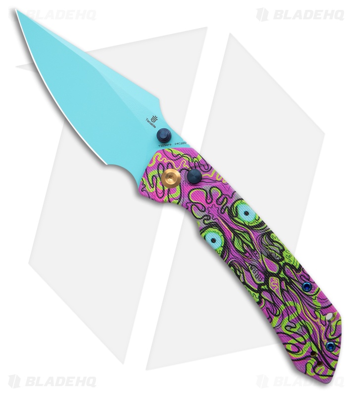 Tenable Fenrir Button Lock Knife Jade/Undead G-10 Blue