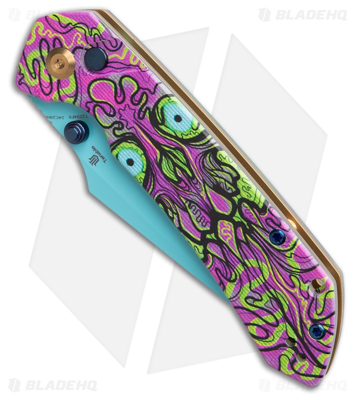 Tenable Fenrir Button Lock Knife Jade/Undead G-10 Blue