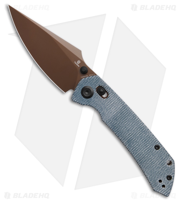 Tenable Fenrir Crossbar Lock Knife Blue Micarta (3.4" Rose Gold)