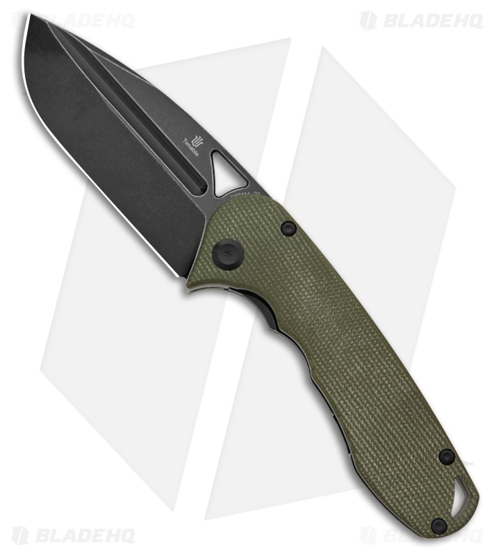 Tenable Knives Bombur Liner Lock Knife Green Micarta (3.5" Black SW)