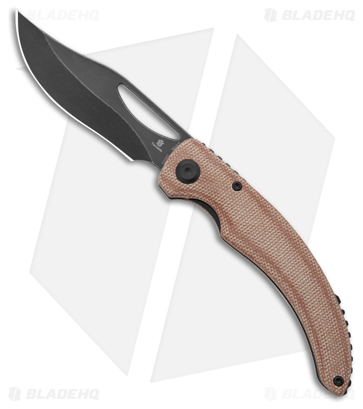 Tenable Knives Gideon Liner Lock Knife Brown Micarta (3.5" Black SW)