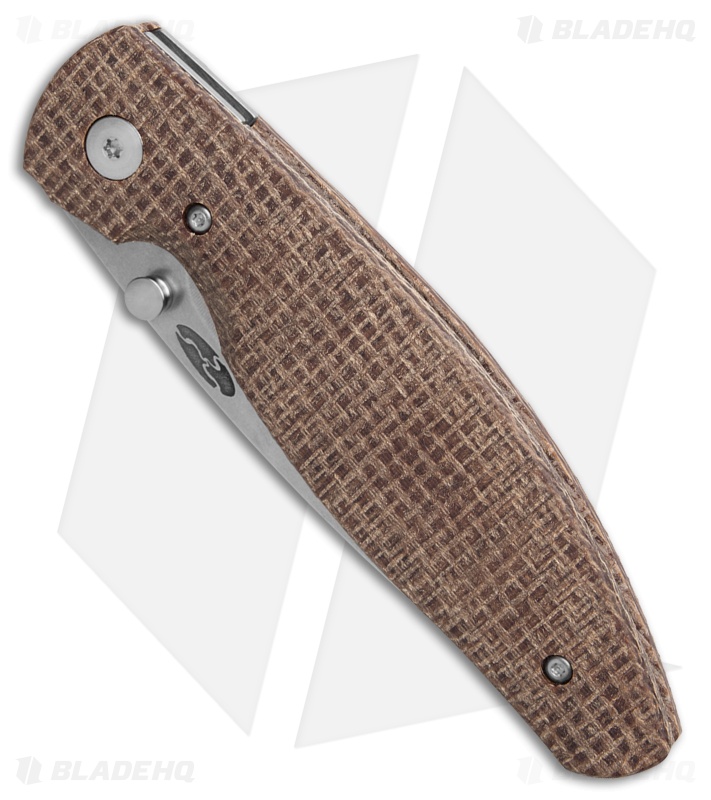 Three Rivers Manufacturing Atom Liner Lock Knife Burlap Micarta