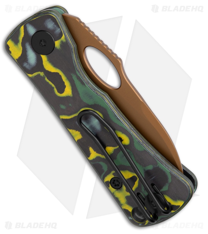Trivisa Knives Andromeda Button Lock Knife Yellow Fat Carbon (2.3" Rose Gold)