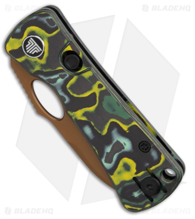 Trivisa Knives Andromeda Button Lock Knife Yellow Fat Carbon (2.3" Rose Gold)