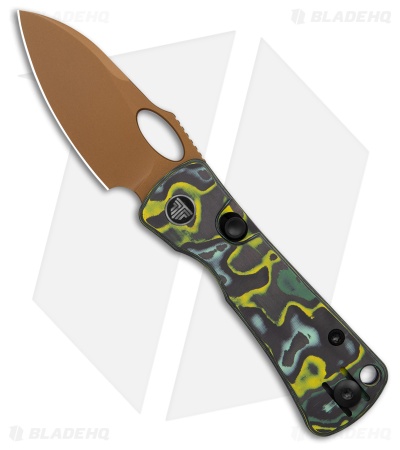 Trivisa Knives Andromeda Button Lock Knife Yellow Fat Carbon (2.3" Rose Gold)