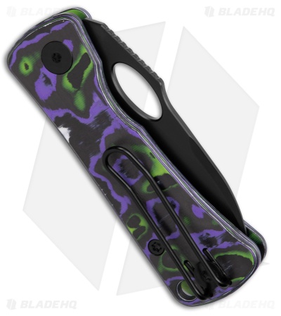Trivisa Knives Andromeda Button Lock Purple and Green Fat Carbon (2.3" Black)