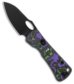 Trivisa Knives Andromeda Button Lock Purple and Green Fat Carbon (2.3" Black)