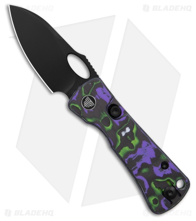 Trivisa Knives Andromeda Button Lock Purple and Green Fat Carbon (2.3" Black)