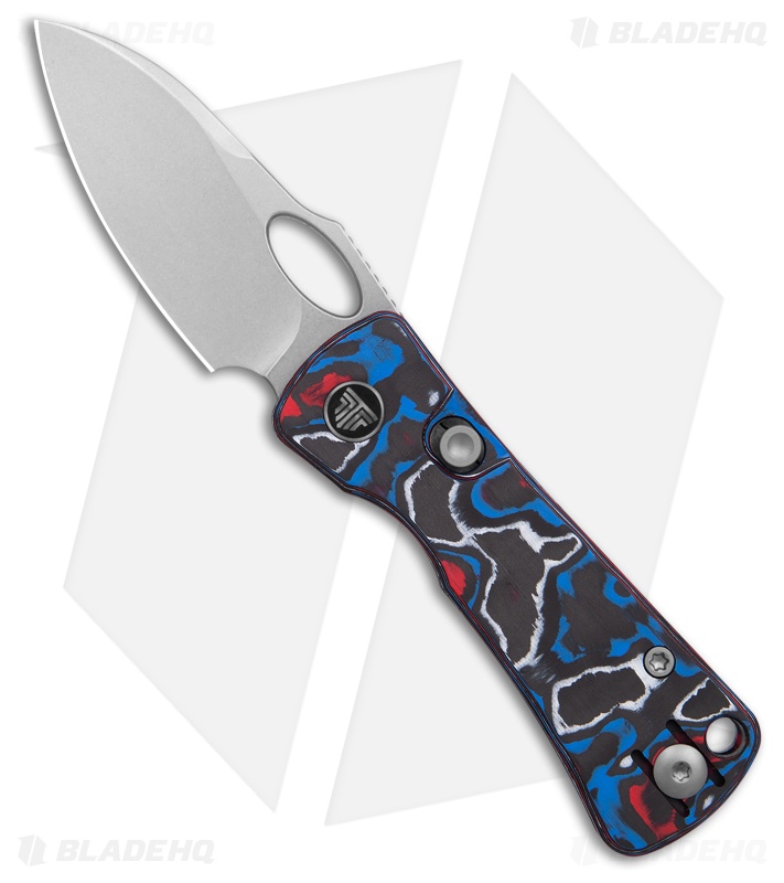 Trivisa Knives Andromeda Button Lock Red White and Blue Fat Carbon (2.3" SW)