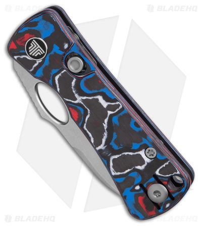 Trivisa Knives Andromeda Button Lock Red White and Blue Fat Carbon (2.3" SW)