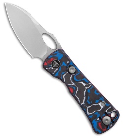 Trivisa Knives Andromeda Button Lock Red White and Blue Fat Carbon (2.3" SW)