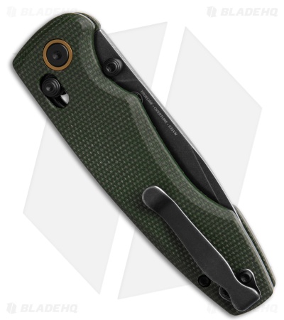 Trueline Overture Crossbar Lock Knife Green Micarta (3.375" Black Stonewash)