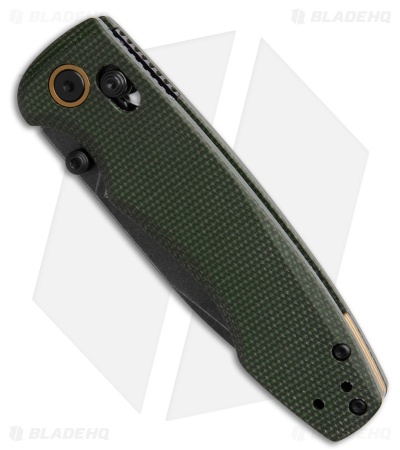 Trueline Overture Crossbar Lock Knife Green Micarta (3.375" Black Stonewash)