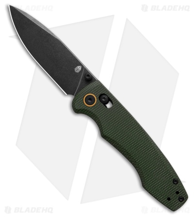 Trueline Overture Crossbar Lock Knife Green Micarta (3.375" Black Stonewash)