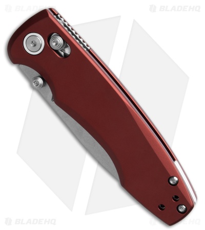 Trueline Overture Crossbar Lock Knife Red Aluminum (3.375" Stonewash)