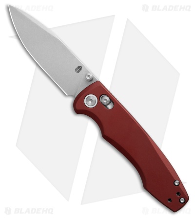 Trueline Overture Crossbar Lock Knife Red Aluminum (3.375" Stonewash)
