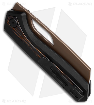 Vosteed Kroc Top Liner Lock Knife Black Al + Topo G-10 Inlays (3" Copper Dune)
