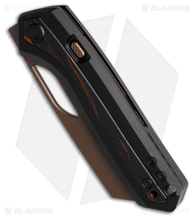 Vosteed Kroc Top Liner Lock Knife Black Al + Topo G-10 Inlays (3" Copper Dune)