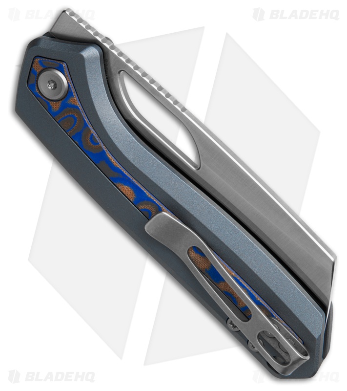 Vosteed Kroc Top Liner Lock Knife Gray Al + Ocean Micarta Inlays  (3" Satin)