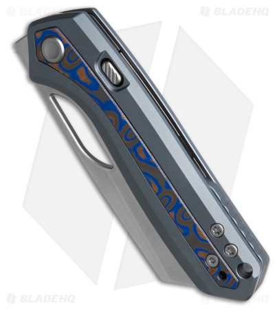 Vosteed Kroc Top Liner Lock Knife Gray Al + Ocean Micarta Inlays  (3" Satin)