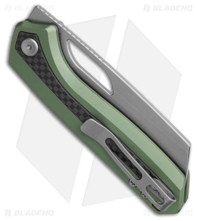 Vosteed Kroc Top Liner Lock Knife Green Al + Carbon Fiber Inlays (3" Stonewash)