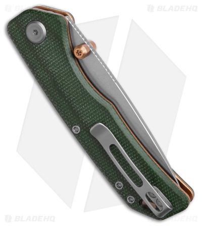 Vosteed Marten 330 Top Liner Lock Knife Green Micarta (3.3" Stonewash 14C28N)