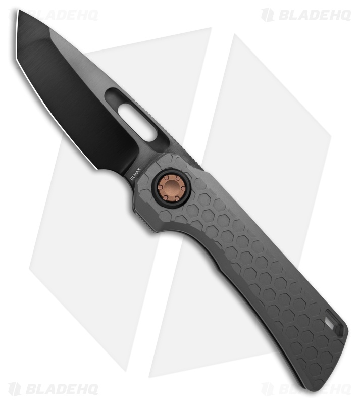 Vosteed Nymble A4705 folding knife with Dim Gray titanium handle and black DLC compound-tanto blade