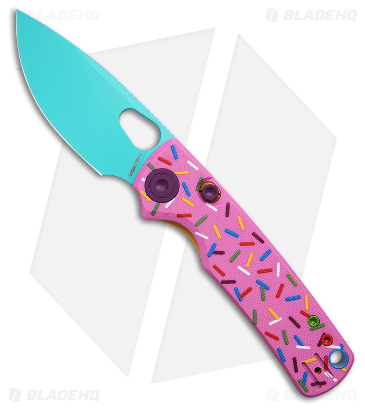 Vosteed Porcupine Dessert Warrior Top Liner Lock Knife Pink G-10 (3" Blue)