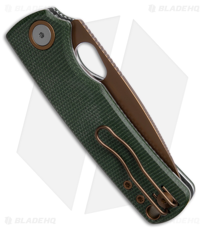Vosteed Porcupine Top Liner Lock Knife Green Micarta (3" Copper Dune)