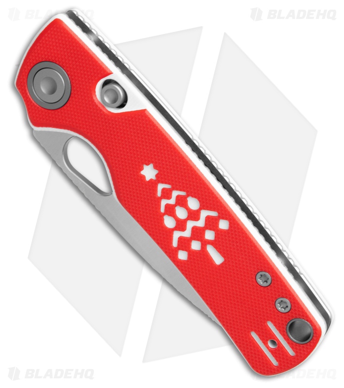 Vosteed Porcupine Top Liner Lock Knife Red & White G-10 (3" Satin 14C28N)