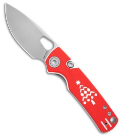 Vosteed Porcupine Top Liner Lock Knife Red & White G-10 (3" Satin 14C28N)