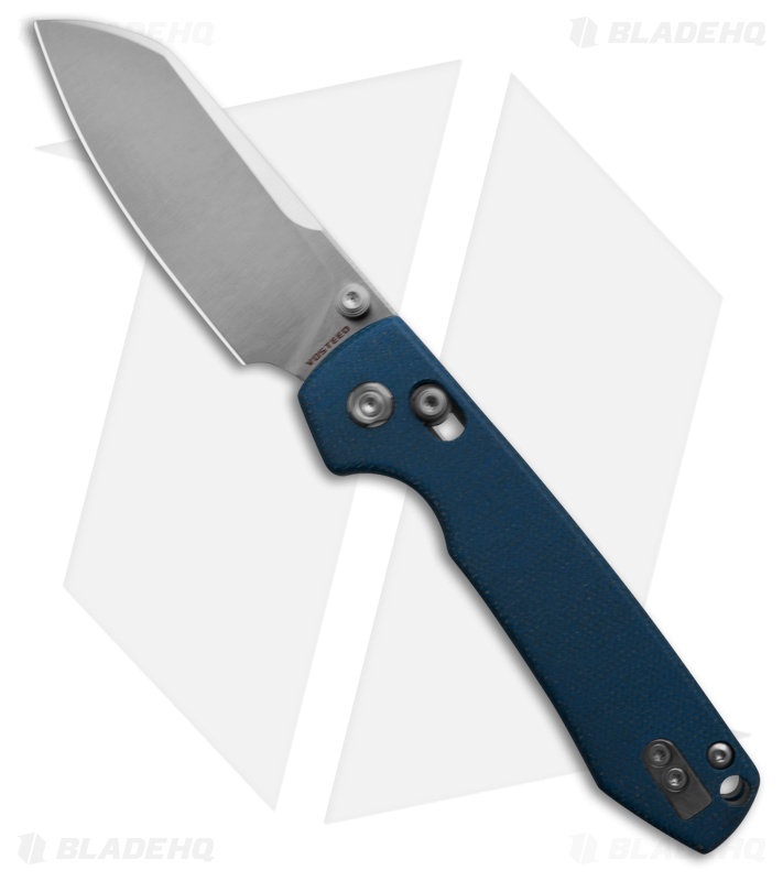 Vosteed Raccoon Knife Blue Micarta Cleaver Satin 14C28N