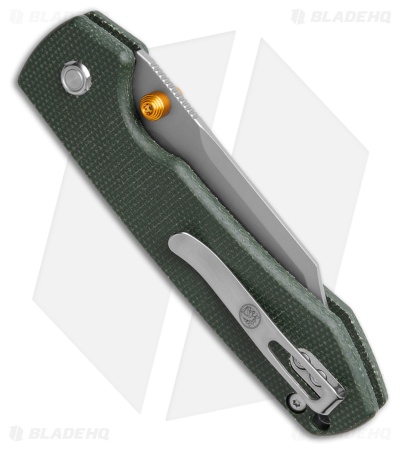 Vosteed Raccoon Top Liner Lock Knife Green Micarta (3.4" Stonewash)