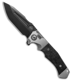 Andre de Villiers Ronin Custom Button Lock Knife Satin+ Black MCF (4.05" Black)