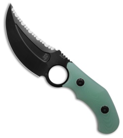 Andre de Villiers K9 Fixed Blade Knife Jade Micarta Serr Top (3.75" Black)