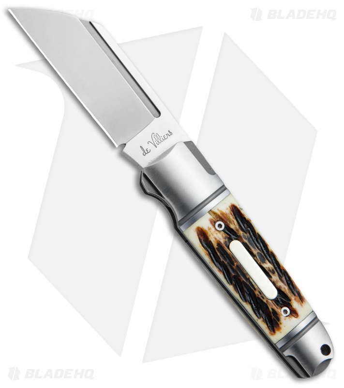 Andre de Villiers Pocket Butcher Slip Joint Knife Burnt Stag (2.9" Satin) AdV