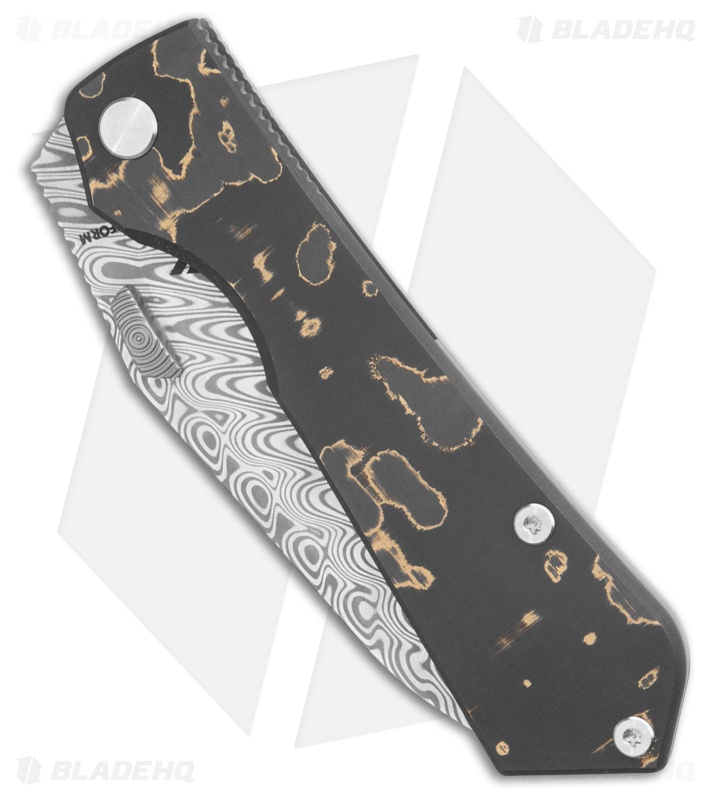 Arcform Theory Frame Lock Knife Gold Camo Fat Carbon (3.5" Damasteel)