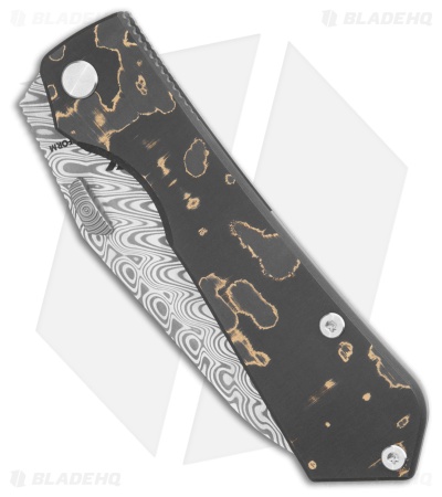 Arcform Theory Frame Lock Knife Gold Camo Fat Carbon (3.5" Damasteel)