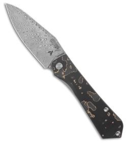 Arcform Theory Frame Lock Knife Gold Camo Fat Carbon (3.5" Damasteel)