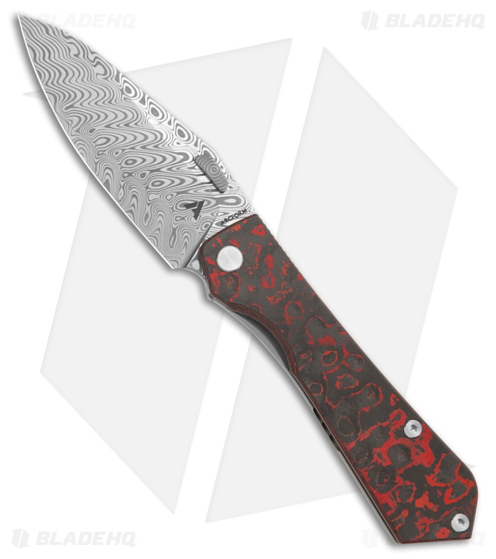 Arcform Theory Frame Lock Knife Lava Flow Fat Carbon/Ti (3.5" Damascus)