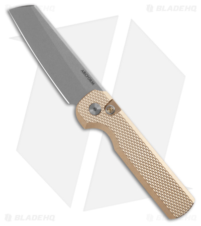 Arcform Slimfoot Automatic Push Button Knife Textured Bronze (3.5" Stonewash)