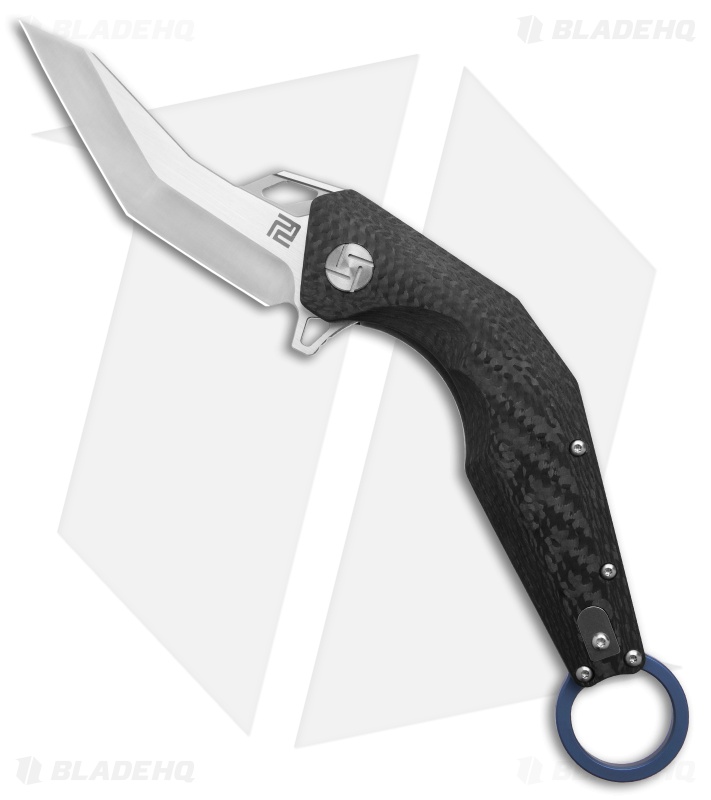 Artisan Cutlery Cobra Liner Lock Karambit Knife CF/Blue (3.5" Satin M390)