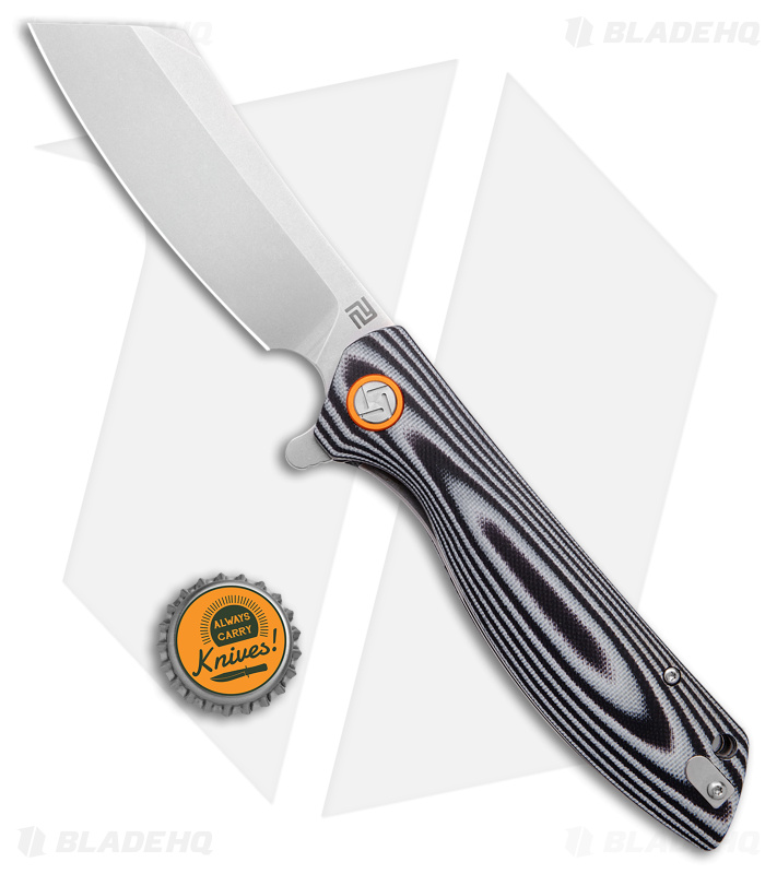 Artisan Cutlery Tomahawk Liner Lock Knife Smooth Black/White G-10 (3.8" SW)
