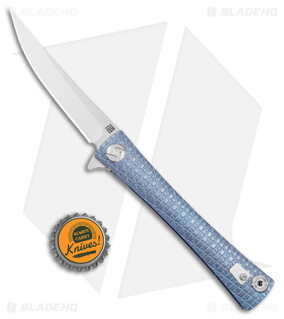 Artisan Cutlery S Waistline LinerLock Knife Blue Titanium (4" Satin Bohler M390)
