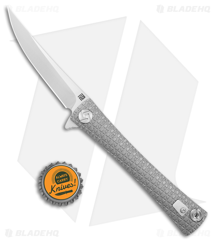 Artisan Cutlery S Waistline LinerLock Knife Gray Titanium (4" Satin Bohler M390)