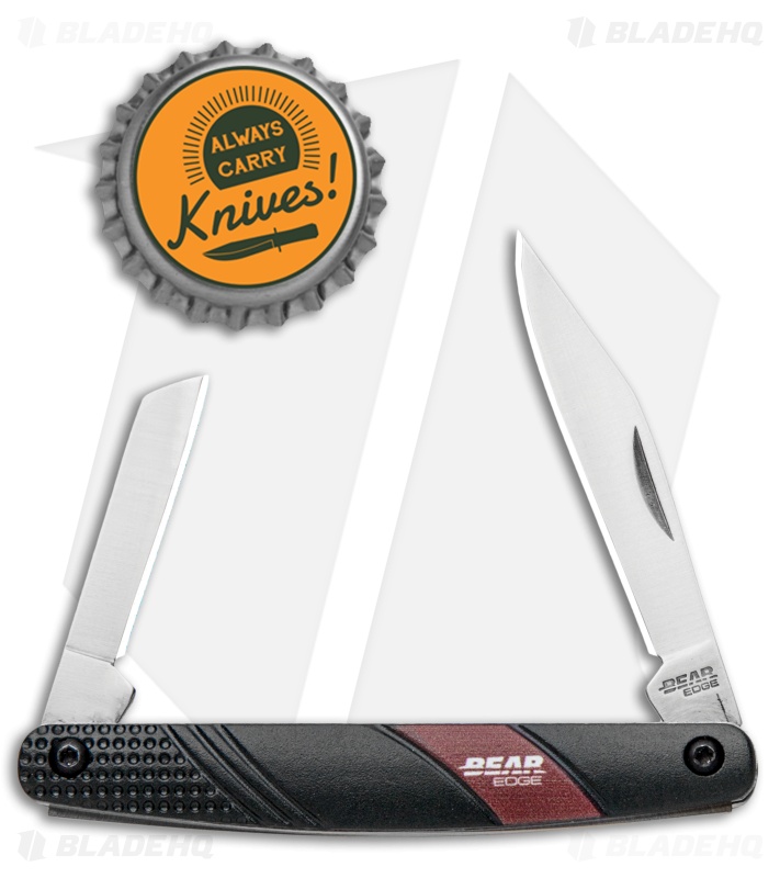Bear Edge Traditional 2-Blade Slip Joint Knife Black (2.13" Satin) 61531 